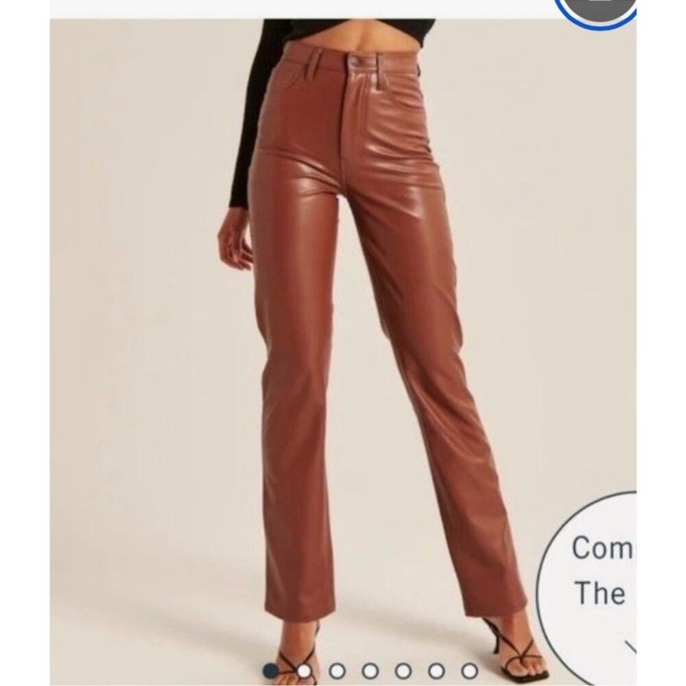 Abercrombie & Fitch Faux Leather Pants - 33 Curve Love - Cognac